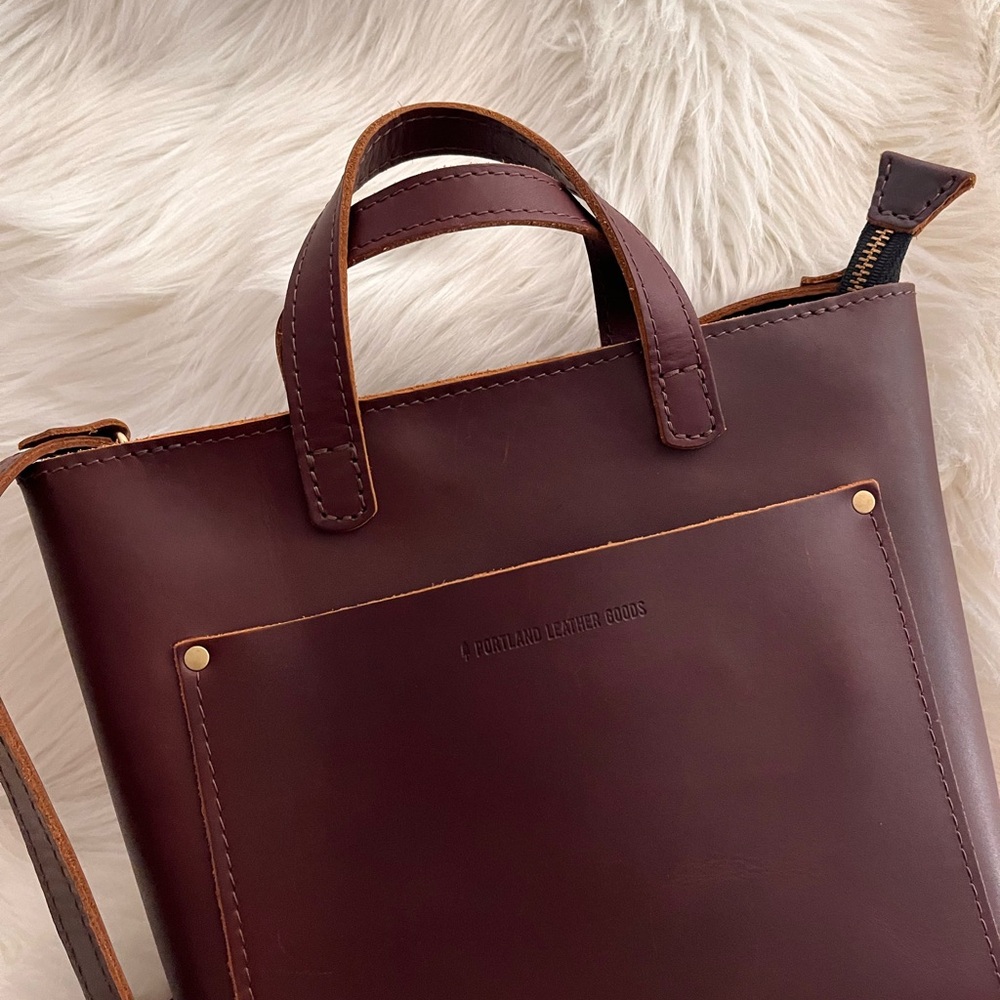 Portland Leather Goods Mini Crossbody in Cognac.